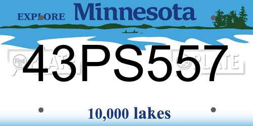 43PS557 Minnesota License Plate