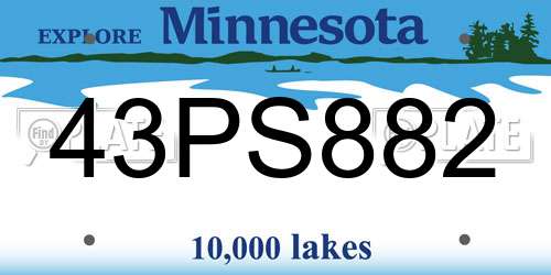 43PS882 Minnesota License Plate