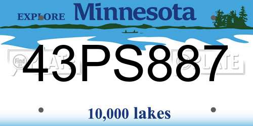 43PS887 Minnesota License Plate