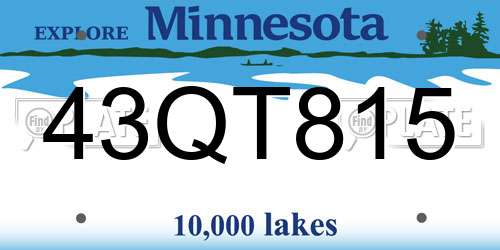 43QT815 Minnesota License Plate