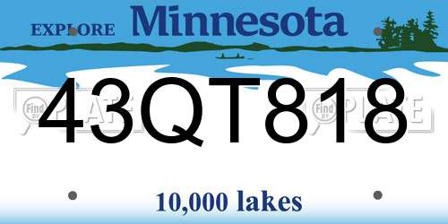 43QT818 Minnesota License Plate