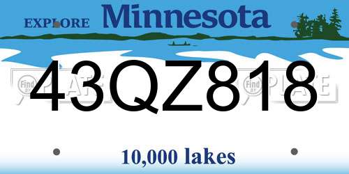 43QZ818 Minnesota License Plate