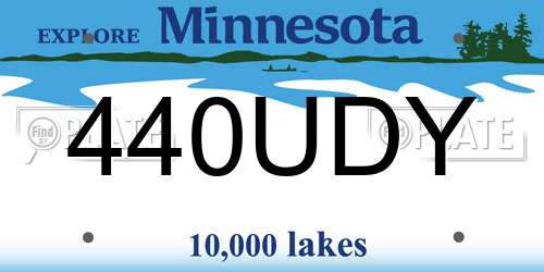 440UDY Minnesota License Plate