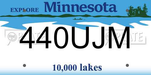 440UJM Minnesota License Plate