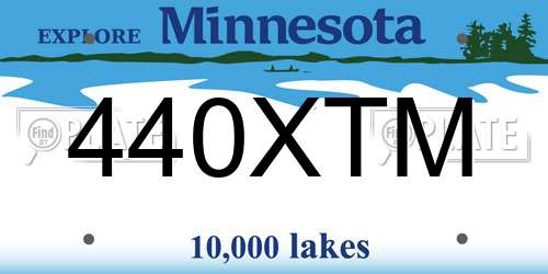 440XTM Minnesota License Plate