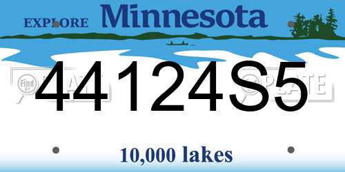 44124S5 Minnesota License Plate