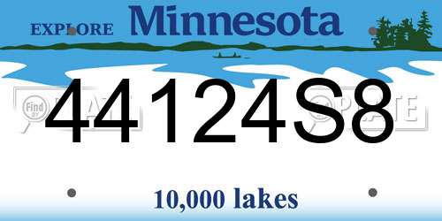44124S8 Minnesota License Plate