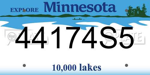44174S5 Minnesota License Plate