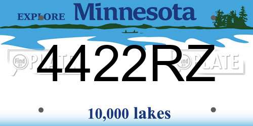 4422RZ Minnesota License Plate