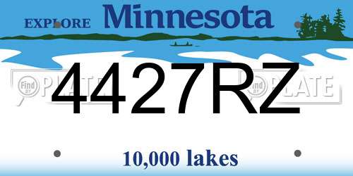 4427RZ Minnesota License Plate