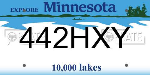 442HXY Minnesota License Plate