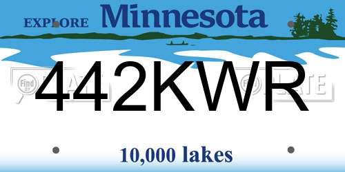 442KWR Minnesota License Plate