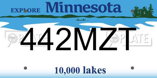 442MZT Minnesota License Plate