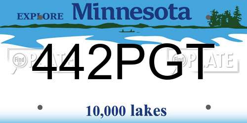442PGT Minnesota License Plate