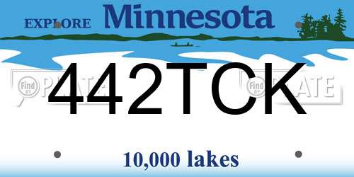 442TCK Minnesota License Plate