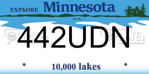 442UDN Minnesota License Plate