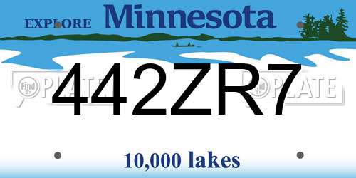 442ZR7 Minnesota License Plate