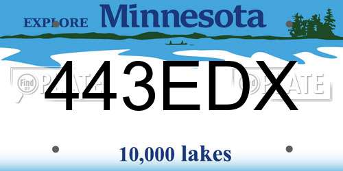443EDX Minnesota License Plate