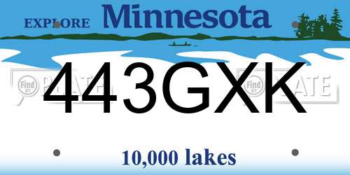 443GXK Minnesota License Plate