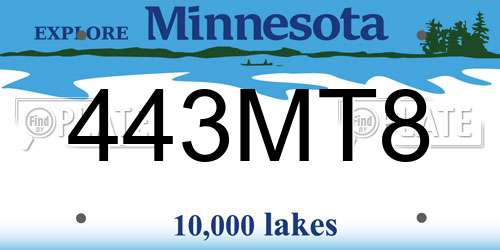 443MT8 Minnesota License Plate