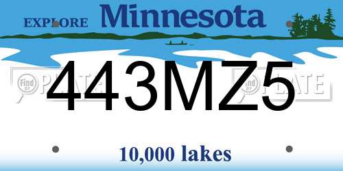 443MZ5 Minnesota License Plate