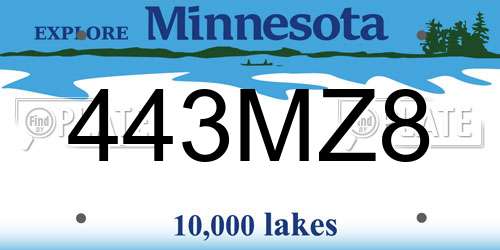 443MZ8 Minnesota License Plate