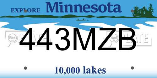 443MZB Minnesota License Plate