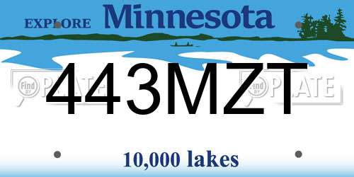 443MZT Minnesota License Plate