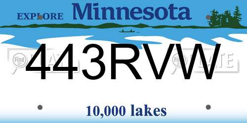 443RVW Minnesota License Plate
