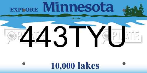443TYU Minnesota License Plate