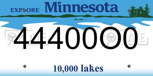 44400O0 Minnesota License Plate