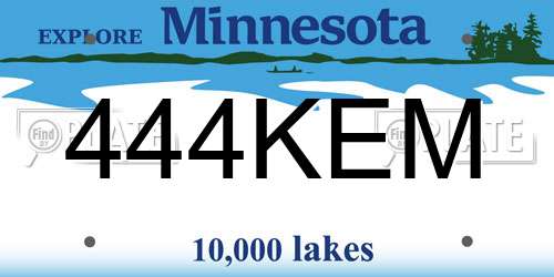 444KEM Minnesota License Plate