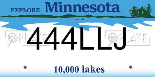 444LLJ Minnesota License Plate