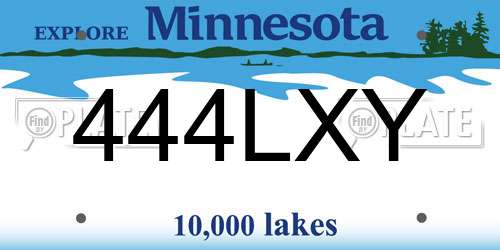 444LXY Minnesota License Plate