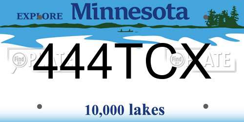 444TCX Minnesota License Plate