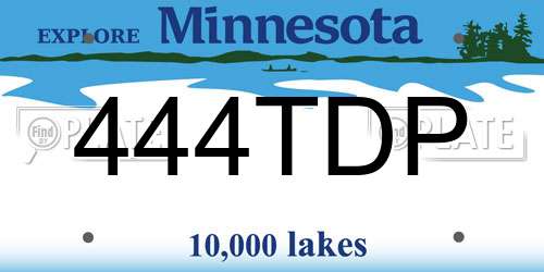 444TDP Minnesota License Plate