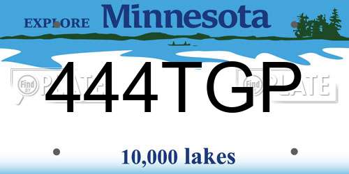 444TGP Minnesota License Plate