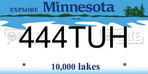 444TUH Minnesota License Plate