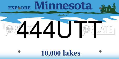 444UTT Minnesota License Plate