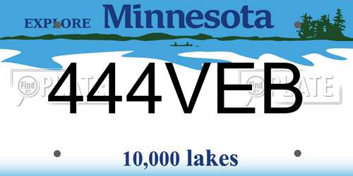444VEB Minnesota License Plate