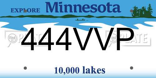 444VVP Minnesota License Plate