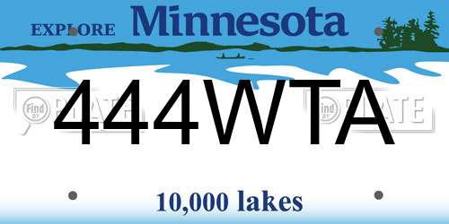 444WTA Minnesota License Plate