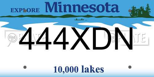 444XDN Minnesota License Plate