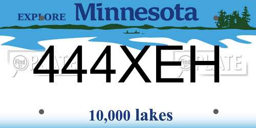 444XEH Minnesota License Plate