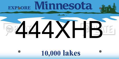 444XHB Minnesota License Plate