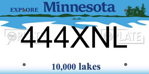 444XNL Minnesota License Plate