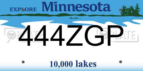444ZGP Minnesota License Plate