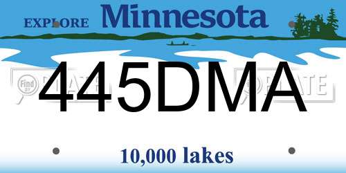 445DMA Minnesota License Plate