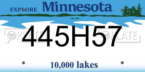 445H57 Minnesota License Plate