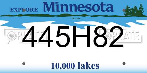 445H82 Minnesota License Plate